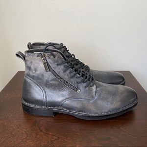 John Varvatos Distressed gray leather boots 9.5
